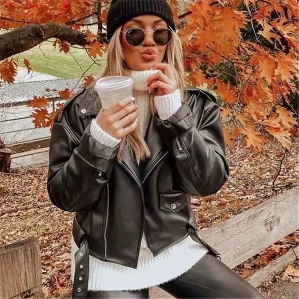 2021 new cross-border outfit autumn winters in europe and the loose waist locomotive zipper leather coat lapels 0bxj, Black;brown
2021 new cross-border outfit autumn winters in europe and the loose waist locomotive zipper leather coat lapels 0bxj, Black;brown