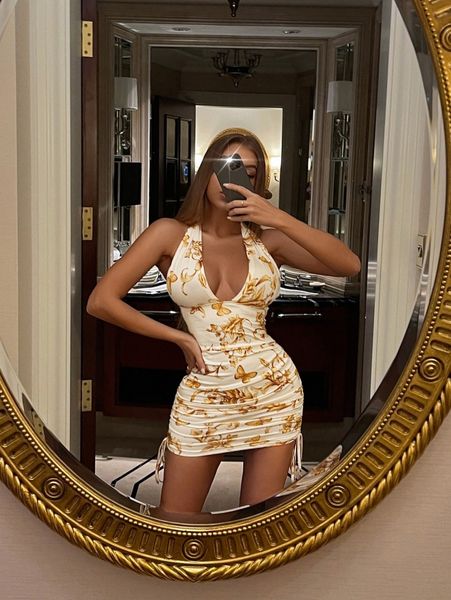 baroque & butterfly print drawstring side backless halter neck bodycon dress g5hn#, Black;gray
baroque & butterfly print drawstring side backless halter neck bodycon dress g5hn#, Black;gray