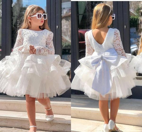 setwell jewel neck a-line flower girls' dresses long sleeves lace appliques tiered pleated tulle short mini princess pageant gowns, White;blue
setwell jewel neck a-line flower girls' dresses long sleeves lace appliques tiered pleated tulle short mini princess pageant gowns, White;blue