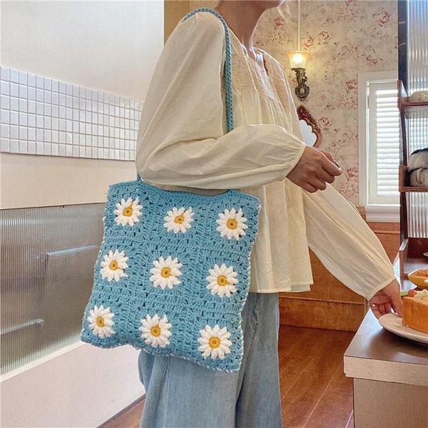 knitted new cute elegant flower shoulder bag for women hand knitting daisy shopping canvas bag student cotton cloth tote handbag
knitted new cute elegant flower shoulder bag for women hand knitting daisy shopping canvas bag student cotton cloth tote handbag