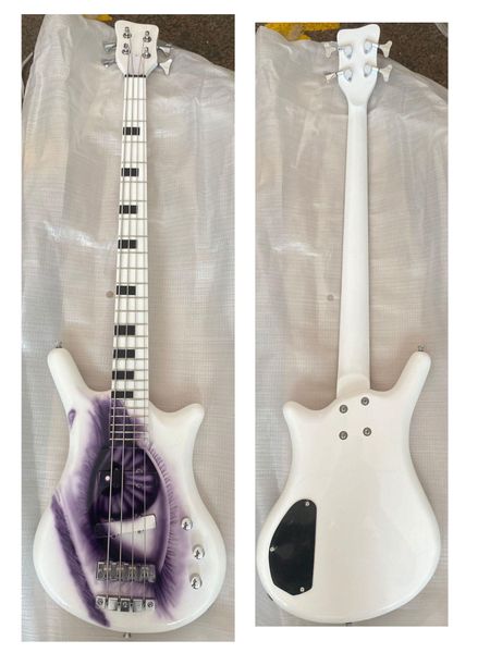 custom 4 strings symbol one eye white electric bass guitar, 100% handmade 26 frets black block inlay chrome hardware
custom 4 strings symbol one eye white electric bass guitar, 100% handmade 26 frets black block inlay chrome hardware