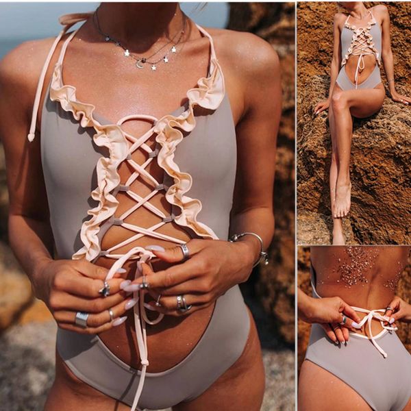 new solid one piece swimsuit lace up swimsuit swimwear kim kardashian high cut ladies, White;black
new solid one piece swimsuit lace up swimsuit swimwear kim kardashian high cut ladies, White;black