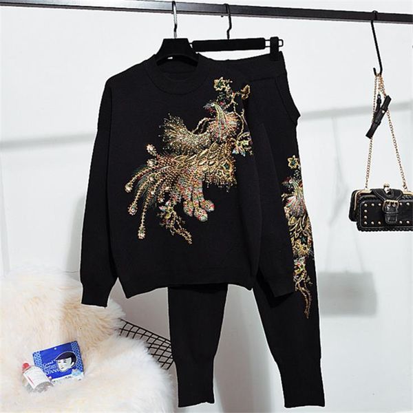 2021 new winter 2 piece sets women peacock embroidery knitted sweatshirt harem suits pant pullovers tracksuit femme oqs3, Gray
2021 new winter 2 piece sets women peacock embroidery knitted sweatshirt harem suits pant pullovers tracksuit femme oqs3, Gray