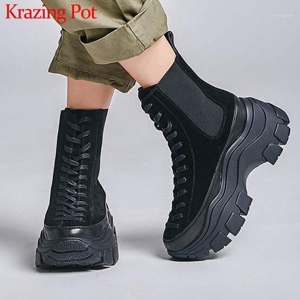 krazing pot non-slip thick bottom fashion soft cow suede round toe lace up waterproof winter warm women black ankle boots l111
krazing pot non-slip thick bottom fashion soft cow suede round toe lace up waterproof winter warm women black ankle boots l111