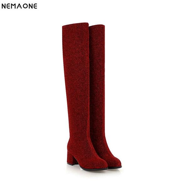 nemaone new shiny square med heels shoes woman over the knee boots ladies autumn winter boots shoes woman large size 42 43, Black
nemaone new shiny square med heels shoes woman over the knee boots ladies autumn winter boots shoes woman large size 42 43, Black