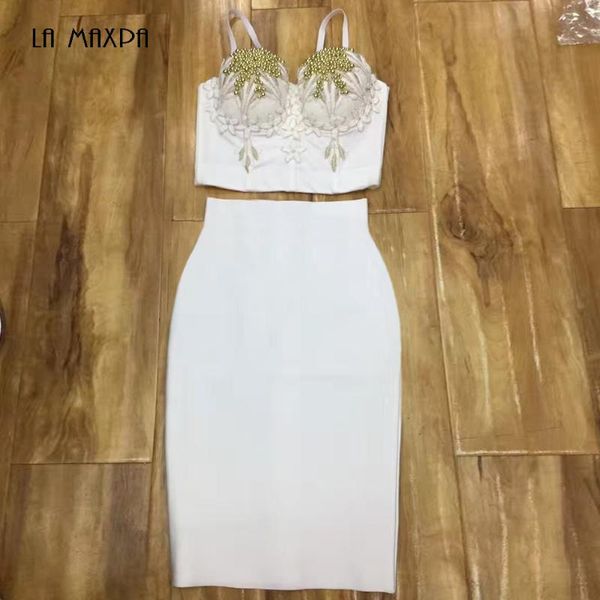 2020 backless beaded black white women's 2 piece bodycon bandage dress knit elastic designer christmas dress club party, Black;gray
2020 backless beaded black white women's 2 piece bodycon bandage dress knit elastic designer christmas dress club party, Black;gray