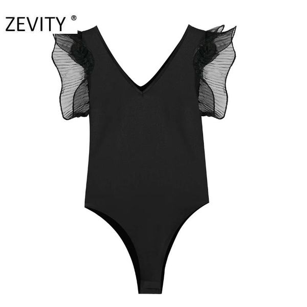 zevity women transparent organza ruffles decoration bodysuits female v neck sleeveless vest blouse chic playsuits p931, Black;white
zevity women transparent organza ruffles decoration bodysuits female v neck sleeveless vest blouse chic playsuits p931, Black;white
