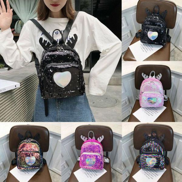 2020 women girl's antlers glitter sequin mini backpack school bag rucksack travel kids love heart small bag xmas gift
2020 women girl's antlers glitter sequin mini backpack school bag rucksack travel kids love heart small bag xmas gift