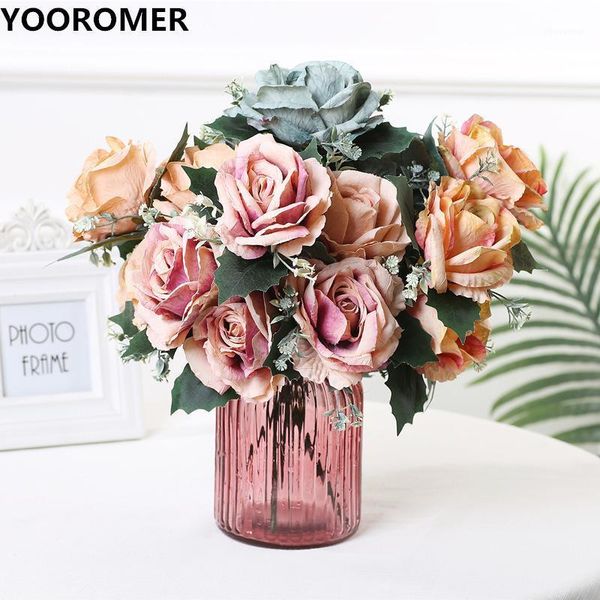 yooromer european silk flower bouquet fake flower bright oil painting rose fake leaf wedding home decoration1
yooromer european silk flower bouquet fake flower bright oil painting rose fake leaf wedding home decoration1