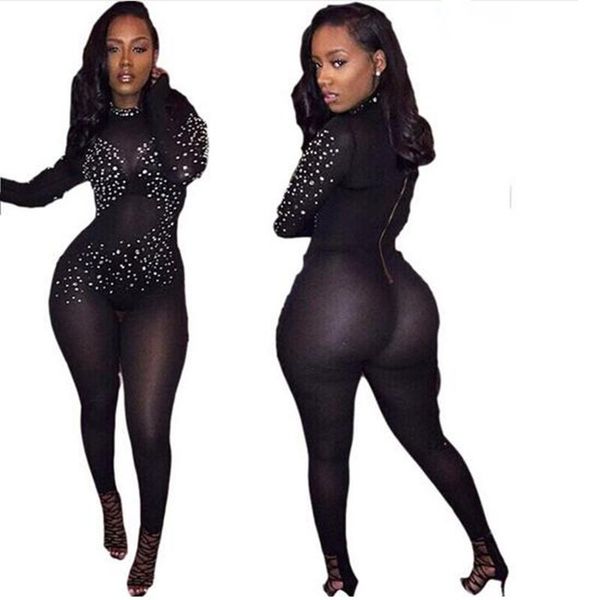 women mesh see through bodycon jumpsuit full sleeve crystal sequin one piece playsuits turtleneck zipper back overalls, Black;white
women mesh see through bodycon jumpsuit full sleeve crystal sequin one piece playsuits turtleneck zipper back overalls, Black;white