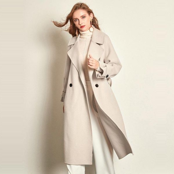 2019 winter double-sided 100% pure wool coat female lapel plus long knee high-end boutique wool coat female cc1571, Black
2019 winter double-sided 100% pure wool coat female lapel plus long knee high-end boutique wool coat female cc1571, Black