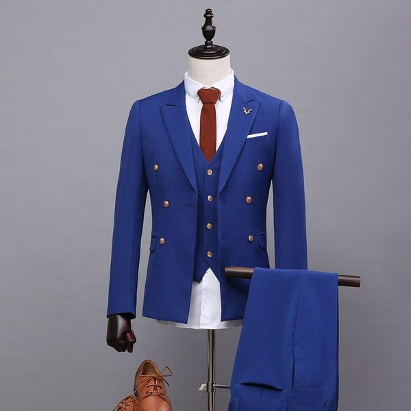 men's suits & blazers navy blue three-piece suit royal formal wear married slim custom (coat + vest pants), White;black
men's suits & blazers navy blue three-piece suit royal formal wear married slim custom (coat + vest pants), White;black
