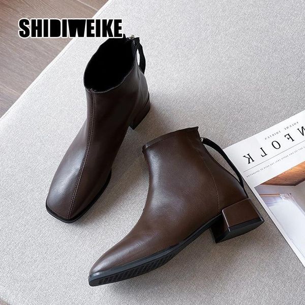 boots 2021 autumn winter leather women's shoes ankle women woman back zipper square toe v502, Black
boots 2021 autumn winter leather women's shoes ankle women woman back zipper square toe v502, Black