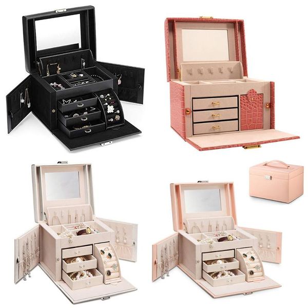 szanbana 3layers leather jewelry box with handle mirrored case bracelets earring case rings brooches organizer necklaces storage, Pink;blue
szanbana 3layers leather jewelry box with handle mirrored case bracelets earring case rings brooches organizer necklaces storage, Pink;blue