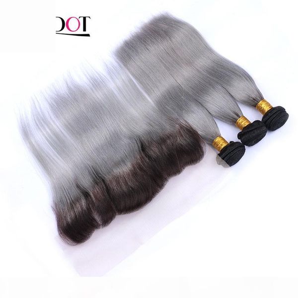 9a ombre grey brazilian straight virgin hair weaves 3 bundles with lace frontal closures ombre 1b grey peruvian malaysian indian human hair, Black
9a ombre grey brazilian straight virgin hair weaves 3 bundles with lace frontal closures ombre 1b grey peruvian malaysian indian human hair, Black