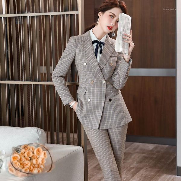 women's business wear office suit pants two-piece large size 4xl autumn and winter slim plaid female jacket1, White
women's business wear office suit pants two-piece large size 4xl autumn and winter slim plaid female jacket1, White