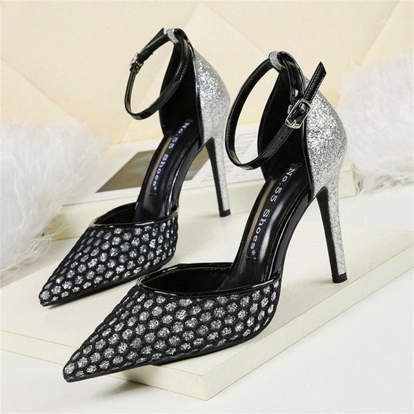 dress shoes sequined cloth cover heel women's sandals pointed toe serpentine high heels party buckle shallow office women1, Black
dress shoes sequined cloth cover heel women's sandals pointed toe serpentine high heels party buckle shallow office women1, Black