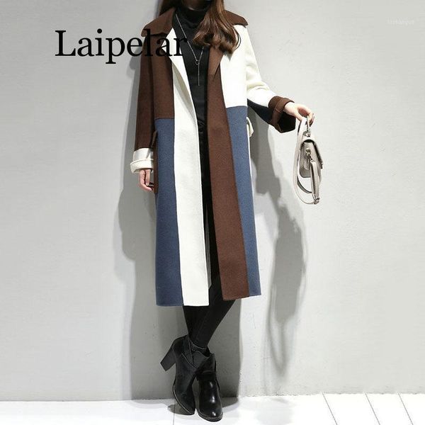 laipelar casual patchwork long coat for women loose pockets wool coat and jacket open stitch turn-down collar women clothes 20201, Black
laipelar casual patchwork long coat for women loose pockets wool coat and jacket open stitch turn-down collar women clothes 20201, Black