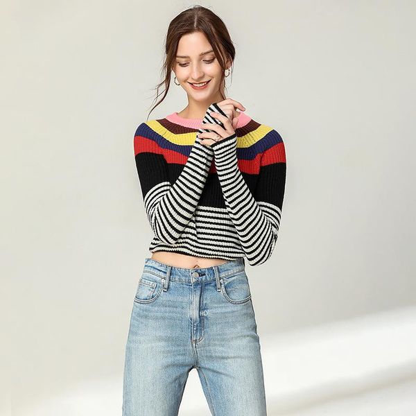 striped short sweater women autumn spring anti-pilling long sleeve women pullovers casual outerwear t2298, White;black
striped short sweater women autumn spring anti-pilling long sleeve women pullovers casual outerwear t2298, White;black