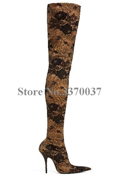 women new fashion pointed toe printed velvet bandage over knee boots thigh high slim stretchable high heel boots dress shoes, Black
women new fashion pointed toe printed velvet bandage over knee boots thigh high slim stretchable high heel boots dress shoes, Black