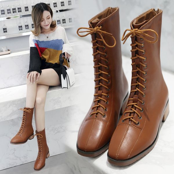 boots fashion cross-tied motorcycle riding women british thick heels knight botas square toe slim mid-calf botines back zip 2021, Black
boots fashion cross-tied motorcycle riding women british thick heels knight botas square toe slim mid-calf botines back zip 2021, Black