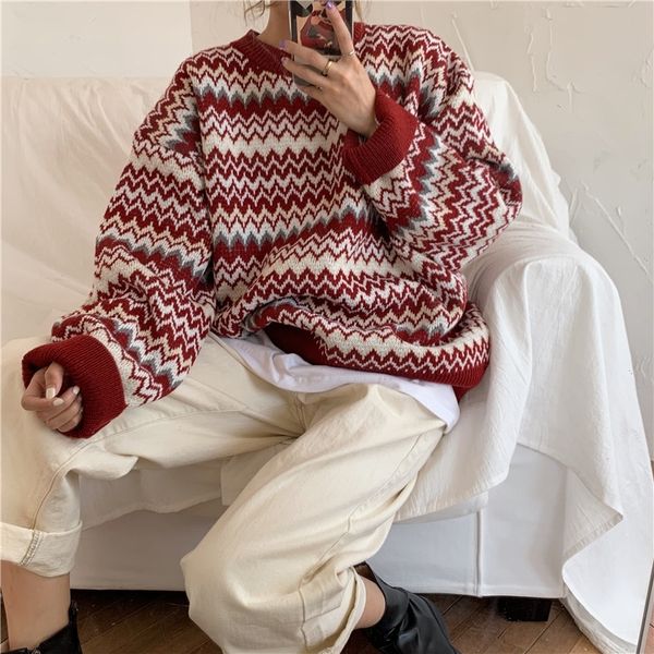 hnxwc korean pullover pullover and of autumn version winter new christmas red lazy fashion knitwear knitwear sweater loose women cwfch, White;black
hnxwc korean pullover pullover and of autumn version winter new christmas red lazy fashion knitwear knitwear sweater loose women cwfch, White;black