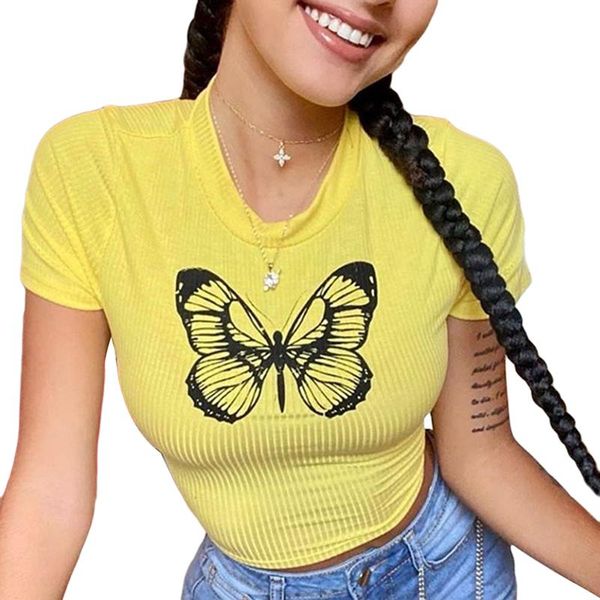 women short sleeve butterfly print t-shirt summer fashion short sleeve crop for women ladies, Gray;blue
women short sleeve butterfly print t-shirt summer fashion short sleeve crop for women ladies, Gray;blue