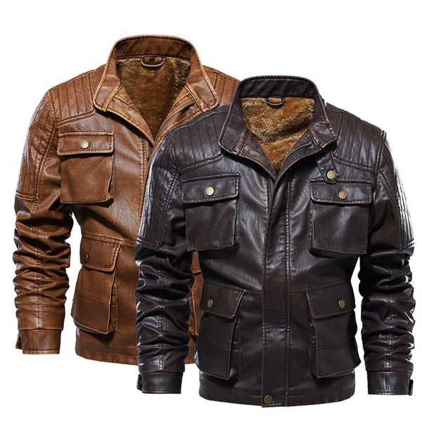men's fur & faux 2021 leather jacket winter autumn men casual motorcycle jackets fashion multi-pocket pu biker coat brand clothing 5xl, Black
men's fur & faux 2021 leather jacket winter autumn men casual motorcycle jackets fashion multi-pocket pu biker coat brand clothing 5xl, Black