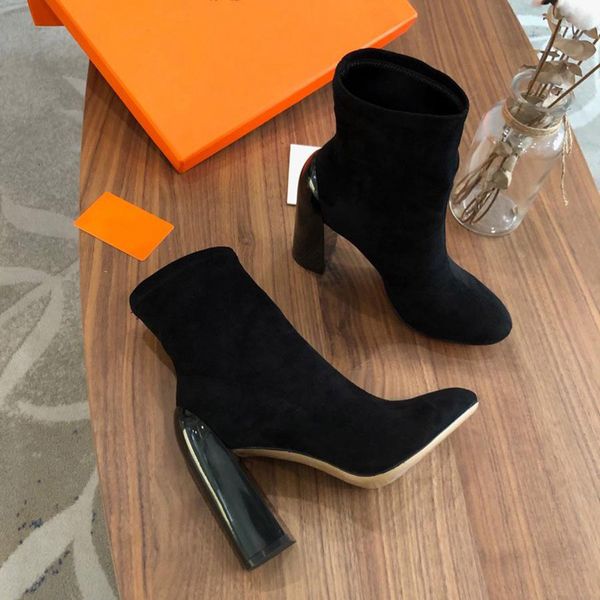 brand womens ankle boots martin ladies chunky high heel 10cm fashion pointed toes 14cm stretch suede booties, Black
brand womens ankle boots martin ladies chunky high heel 10cm fashion pointed toes 14cm stretch suede booties, Black