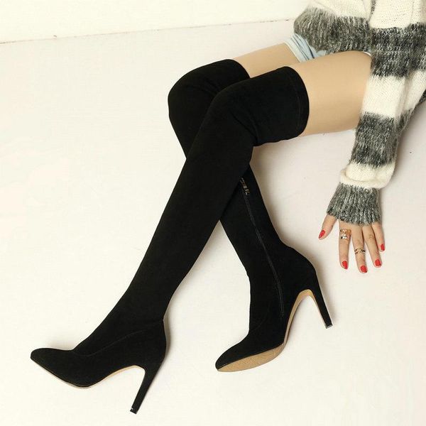 Women Suede Stretch Over The Knee Boots Fashion Zipper Thin Heel Long Boots Female Comfort Pointed Toe Autumn Winter Thigh, Black
Women Suede Stretch Over The Knee Boots Fashion Zipper Thin Heel Long Boots Female Comfort Pointed Toe Autumn Winter Thigh, Black