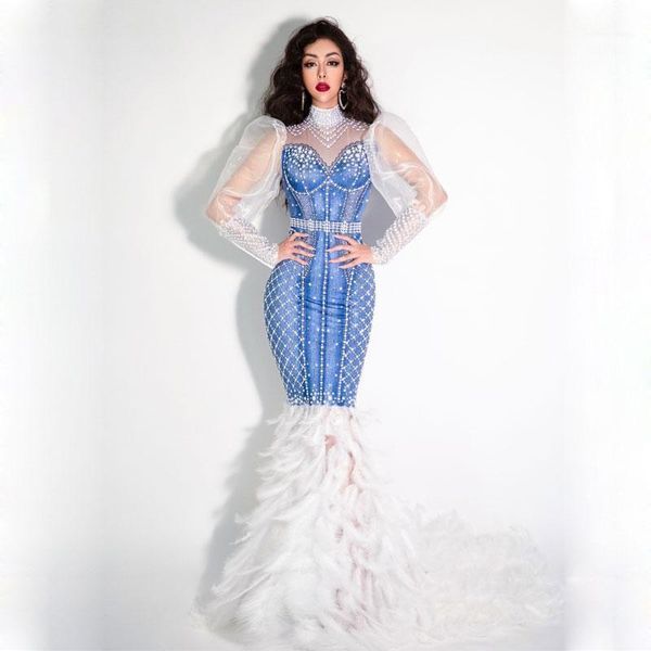 women puff sleeve dress bead rhinestone long tail feather evening party costume nightclub party singer performance stage wear1, Black;red
women puff sleeve dress bead rhinestone long tail feather evening party costume nightclub party singer performance stage wear1, Black;red