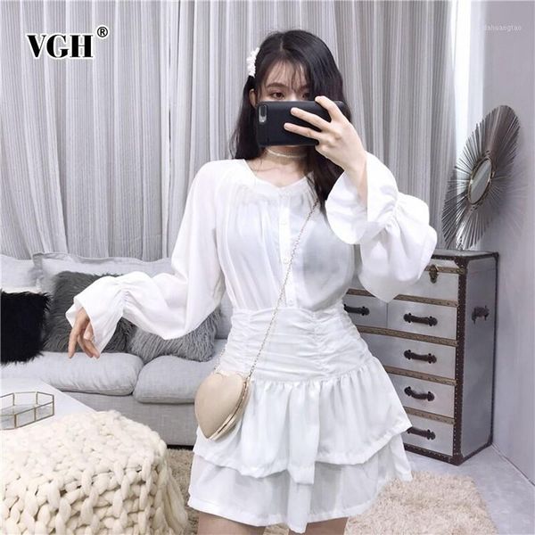 vgh women set female casual o neck long sleeve button mini high waist slim lady's sets fashion new 2019 spring1, White
vgh women set female casual o neck long sleeve button mini high waist slim lady's sets fashion new 2019 spring1, White