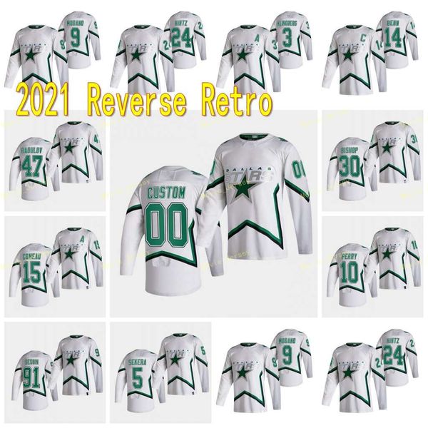 dallas stars 2021 reverse retro jamie benn miro heiskanen tyler seguin ben bishop alexander radulov esa lindell roope hintz, Black;red