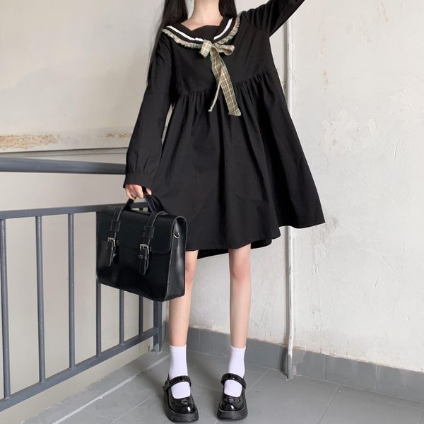 2021 new japanese lolita gothic female autum new black doll collar full sleeve mini dress japan style kawaii clothes csak, Black;gray
2021 new japanese lolita gothic female autum new black doll collar full sleeve mini dress japan style kawaii clothes csak, Black;gray