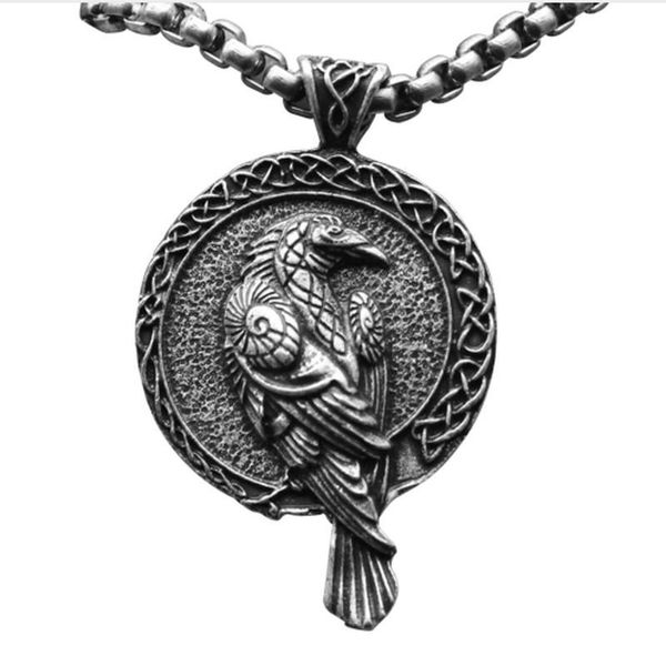 trendy retro crow geometric round pendant gothic punk celtic knot pattern men's fashion pendant nordic amulet holiday gift, Silver
trendy retro crow geometric round pendant gothic punk celtic knot pattern men's fashion pendant nordic amulet holiday gift, Silver