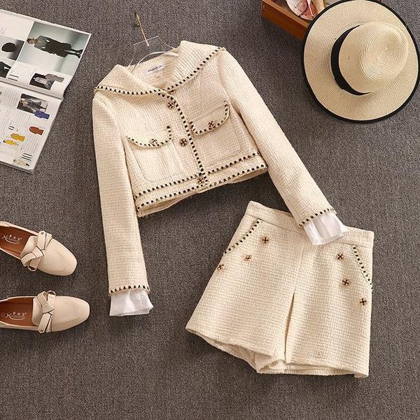high end sailor girl collar look 2 pieces set women clothing coat short +shorts tweed elegant1, Gray
high end sailor girl collar look 2 pieces set women clothing coat short +shorts tweed elegant1, Gray