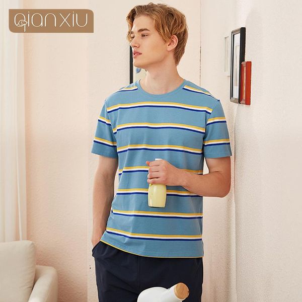 men's sleepwear knitted cotton short-sleeved pajamas qian xiu summer home leisure suit wear 230, Black;brown
men's sleepwear knitted cotton short-sleeved pajamas qian xiu summer home leisure suit wear 230, Black;brown