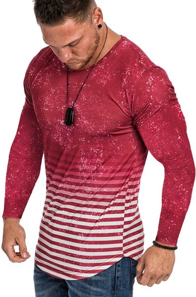 men's gym t shirt slim muscle fit long sleeve cotton curved hem t-shirts men casual gradient pullover, White;black
men's gym t shirt slim muscle fit long sleeve cotton curved hem t-shirts men casual gradient pullover, White;black