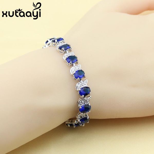 link, chain fashion jewelry silver colorcolor bracelet for women clean blue zircon adjustable link length 18+3 cm, Black
link, chain fashion jewelry silver colorcolor bracelet for women clean blue zircon adjustable link length 18+3 cm, Black