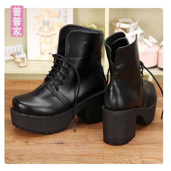 princess sweet punk shoes japanese harajuku punk high heel thick bottom slope and muffin antique short boots pu83531, Black
princess sweet punk shoes japanese harajuku punk high heel thick bottom slope and muffin antique short boots pu83531, Black