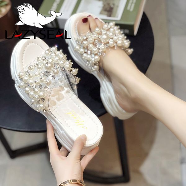 lazyseal pearl wedge thick bottom flip flops platform slippers women shoes woman shoestransparent beach slipper x1020, Black
lazyseal pearl wedge thick bottom flip flops platform slippers women shoes woman shoestransparent beach slipper x1020, Black