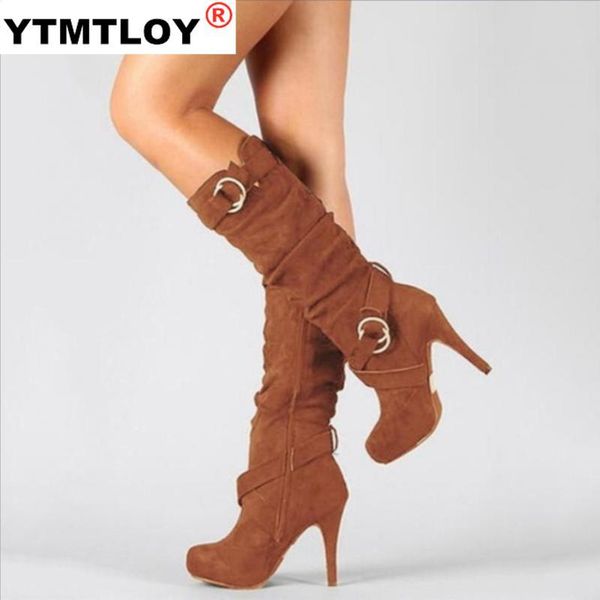 knee high women boots thin heel round toe platform fashion ladies pu leather size 34-43 lady shoes buckle strap flock, Black
knee high women boots thin heel round toe platform fashion ladies pu leather size 34-43 lady shoes buckle strap flock, Black