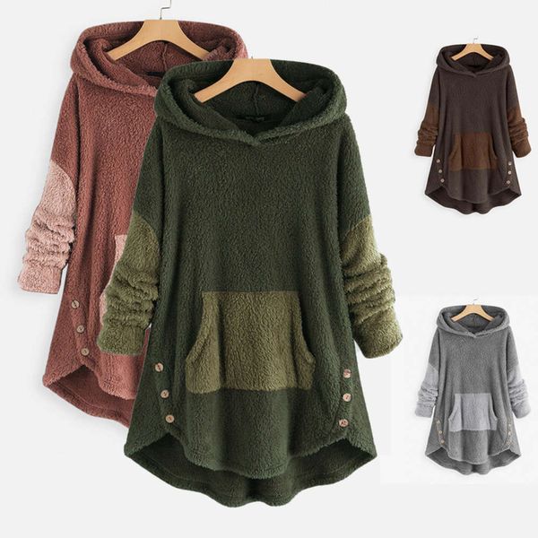 fashion coat korean loose plush autumn spring women's solid color hoodie, Black
fashion coat korean loose plush autumn spring women's solid color hoodie, Black