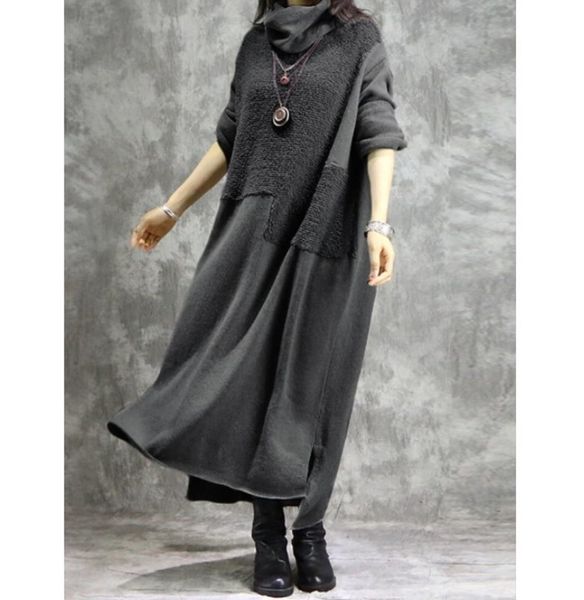 autumn / winter 2020 new women's wool stitching high neck long sleeve irregular dress, Black;gray
autumn / winter 2020 new women's wool stitching high neck long sleeve irregular dress, Black;gray