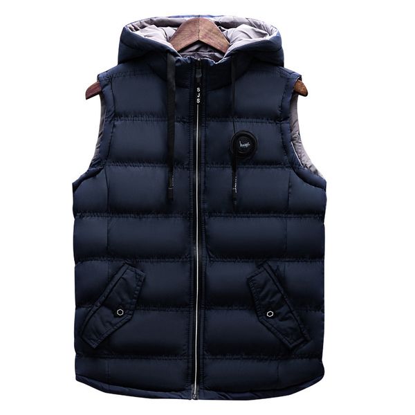 men's new fashion personality student waistcoat warm hooded autumn and winter solid color vest, Black;white
men's new fashion personality student waistcoat warm hooded autumn and winter solid color vest, Black;white