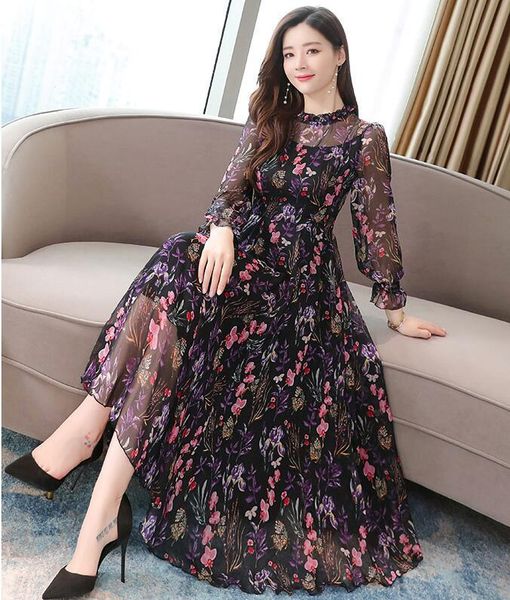 2021 chiffon flower dress korean version of autumn new the-neck fashion sleeve section long 7d3m, Black;gray
2021 chiffon flower dress korean version of autumn new the-neck fashion sleeve section long 7d3m, Black;gray