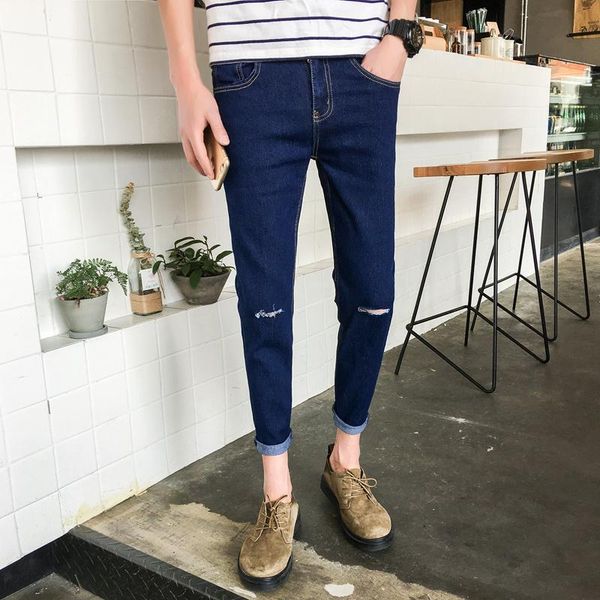 men's jeans blue cotton skinny slim denim ankle-length pants fashion casual young student hole
men's jeans blue cotton skinny slim denim ankle-length pants fashion casual young student hole