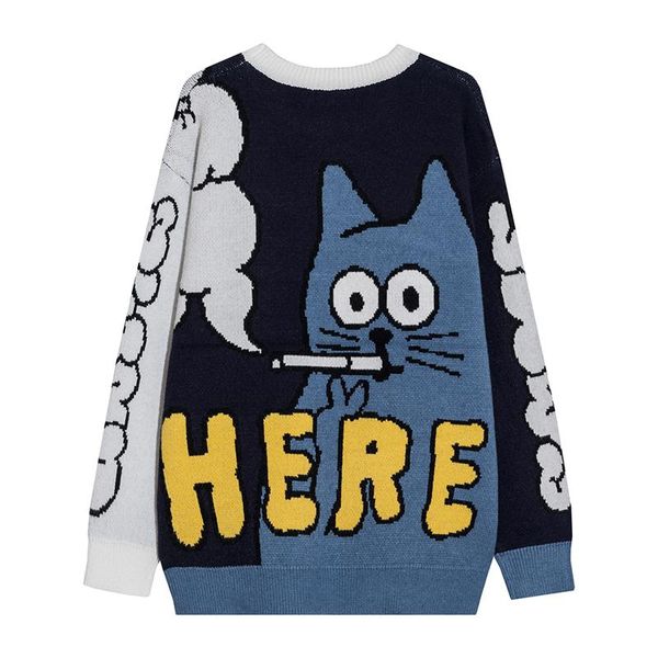 men's sweaters men sweater cartoon funny cat print o-nec pullover soft slim casual high street fashion autumn streetwear, White;black
men's sweaters men sweater cartoon funny cat print o-nec pullover soft slim casual high street fashion autumn streetwear, White;black
