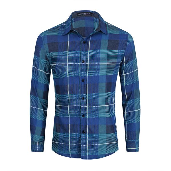 cotton lapel youth european size mens loose plaid long sleeve shirt casual denim shirt 269, White;black
cotton lapel youth european size mens loose plaid long sleeve shirt casual denim shirt 269, White;black
