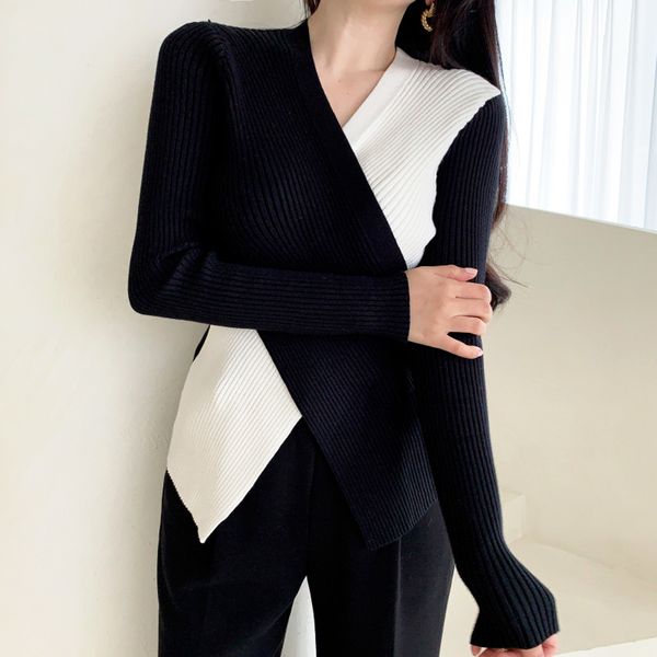 2021 new female styling chic knitted-out pullover's cross low-necked sleeves knitting pullover spring 6d1i, White;black
2021 new female styling chic knitted-out pullover's cross low-necked sleeves knitting pullover spring 6d1i, White;black